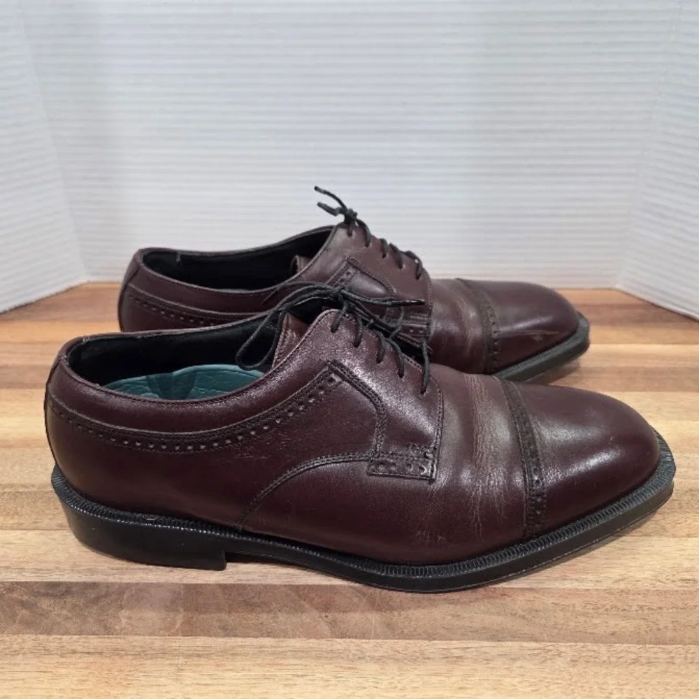 Florsheim Comfortech Dress Shoes Men's 10 Burgundy Leather Cap Toe Oxford 21001